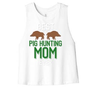 Wild Pig Hunter Mom Best Pig Hunting Mom Ever Gift Women's Racerback Cropped Tank