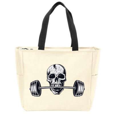 Weightlifting  Powerlifting Heavy Barbell Skull Zip Tote Bag