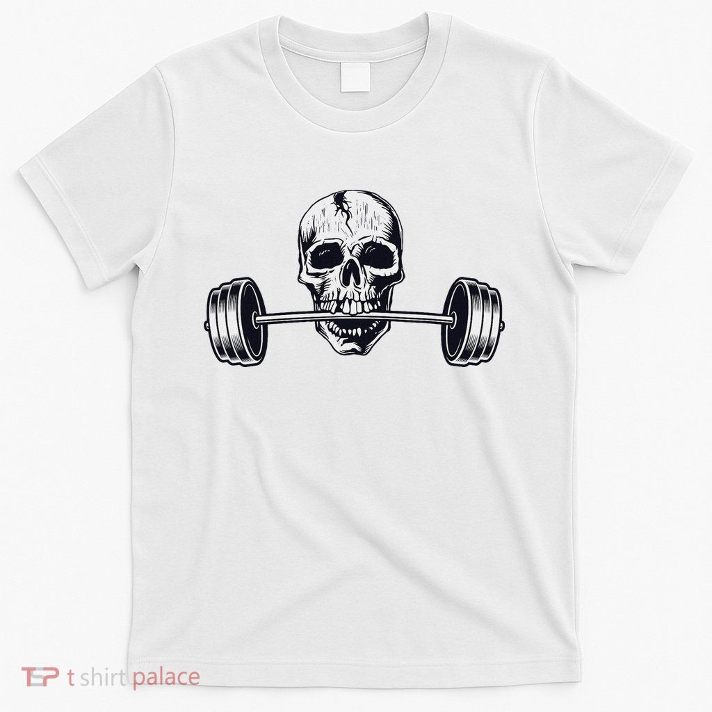 Weightlifting  Powerlifting Heavy Barbell Skull T-Shirt