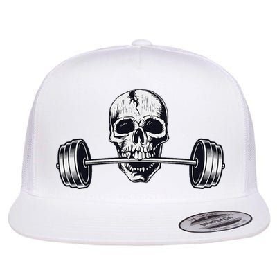 Weightlifting  Powerlifting Heavy Barbell Skull Flat Bill Trucker Hat