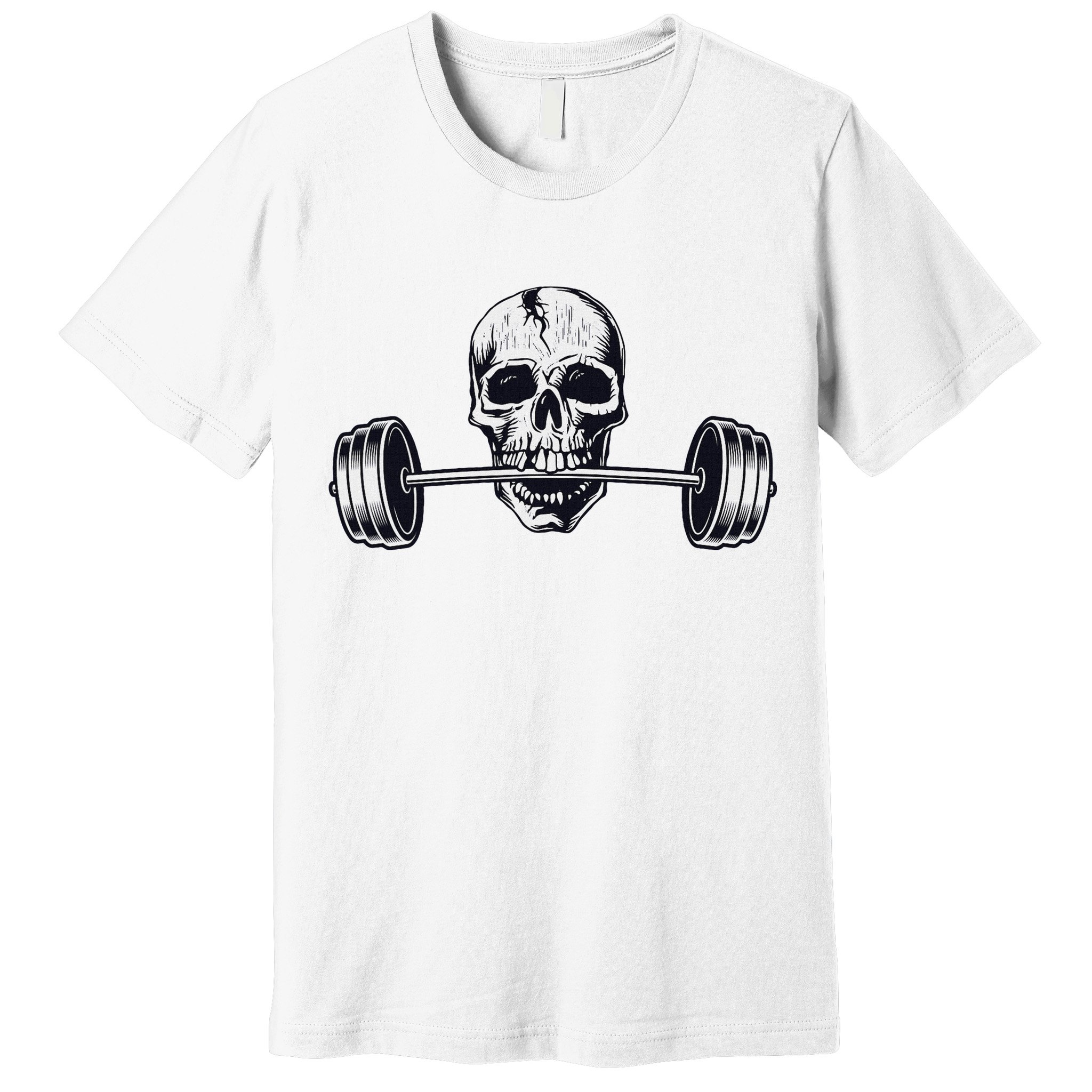 Weightlifting  Powerlifting Heavy Barbell Skull Premium T-Shirt