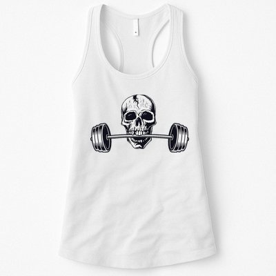 Weightlifting  Powerlifting Heavy Barbell Skull Womens Tank Top