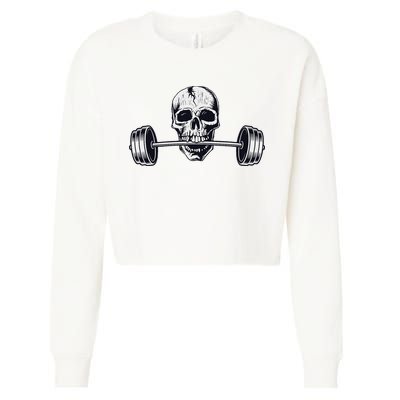 Weightlifting  Powerlifting Heavy Barbell Skull Cropped Pullover Crew