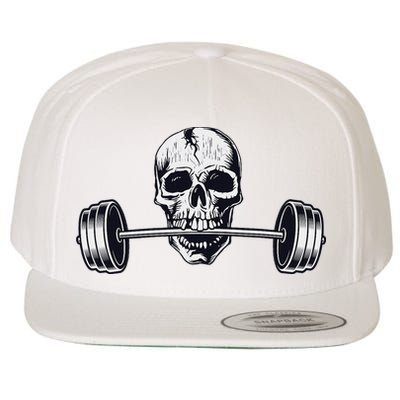 Weightlifting  Powerlifting Heavy Barbell Skull Wool Snapback Cap