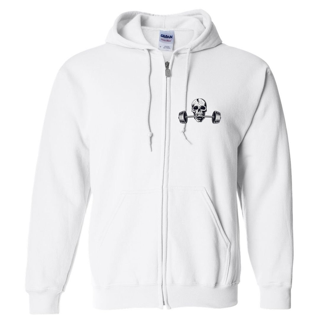 Weightlifting  Powerlifting Heavy Barbell Skull Full Zip Hoodie