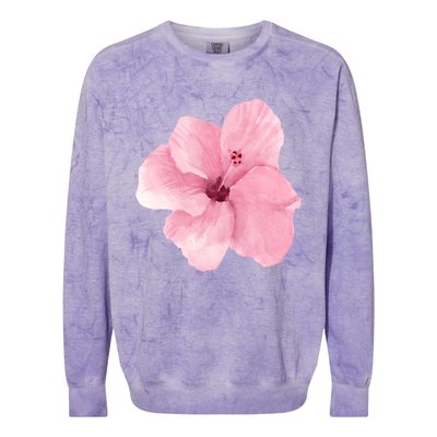 Watercolor Pink Hibiscus Mother's Day Floral Flower Design Gift Colorblast Crewneck Sweatshirt