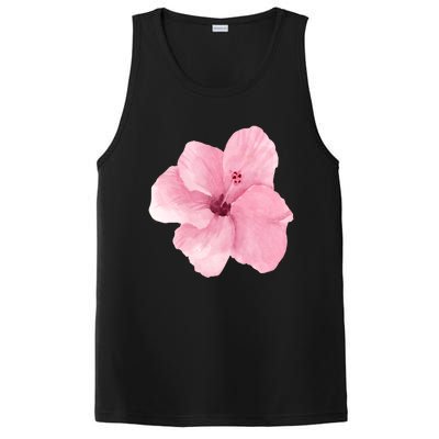 Watercolor Pink Hibiscus Mother's Day Floral Flower Design Gift PosiCharge Competitor Tank