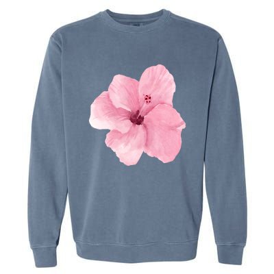 Watercolor Pink Hibiscus Mother's Day Floral Flower Design Gift Garment-Dyed Sweatshirt