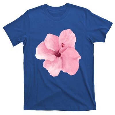 Watercolor Pink Hibiscus Mother's Day Floral Flower Design Gift T-Shirt