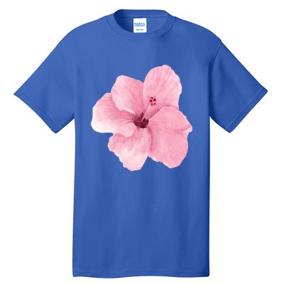 Watercolor Pink Hibiscus Mother's Day Floral Flower Design Gift Tall T-Shirt