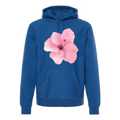 Watercolor Pink Hibiscus Mother's Day Floral Flower Design Gift Premium Hoodie