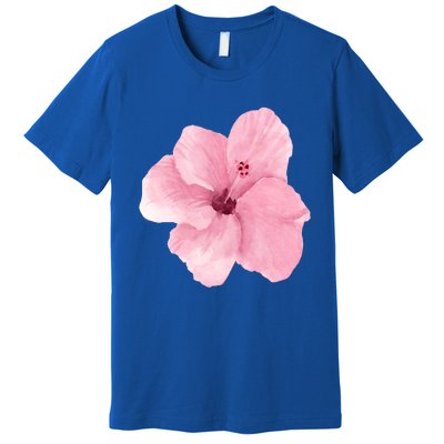 Watercolor Pink Hibiscus Mother's Day Floral Flower Design Gift Premium T-Shirt