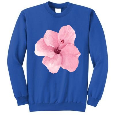 Watercolor Pink Hibiscus Mother's Day Floral Flower Design Gift Tall Sweatshirt