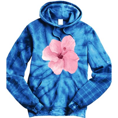 Watercolor Pink Hibiscus Mother's Day Floral Flower Design Gift Tie Dye Hoodie