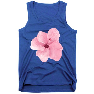 Watercolor Pink Hibiscus Mother's Day Floral Flower Design Gift Tank Top