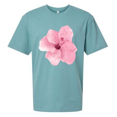 Watercolor Pink Hibiscus Mother's Day Floral Flower Design Gift Sueded Cloud Jersey T-Shirt