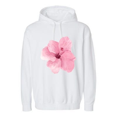 Watercolor Pink Hibiscus Mother's Day Floral Flower Design Gift Garment-Dyed Fleece Hoodie