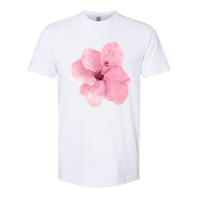 Watercolor Pink Hibiscus Mother's Day Floral Flower Design Gift Softstyle CVC T-Shirt