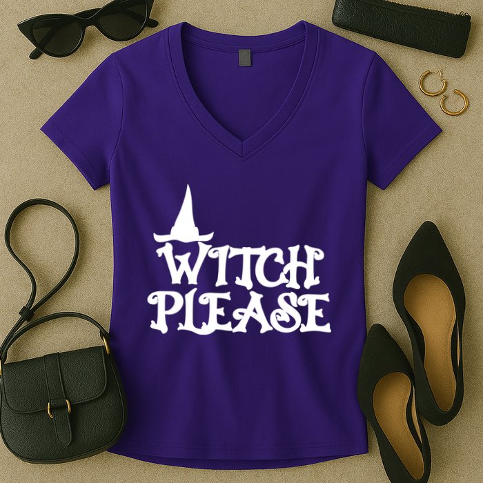 Witch Please Halloween Funny Women's V-Neck T-Shirt