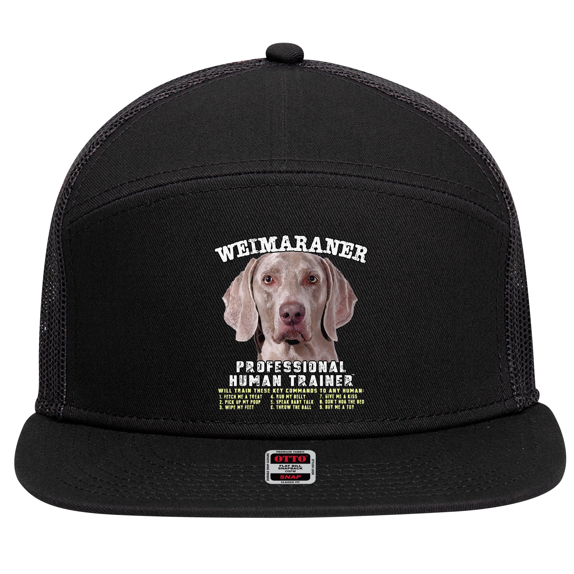 Weimaraner Professional Human Trainer Cute Dog 7 Panel Mesh Trucker Snapback Hat