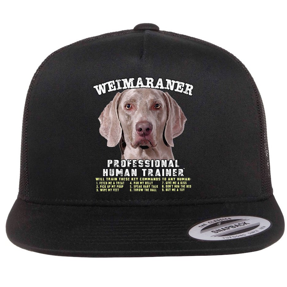 Weimaraner Professional Human Trainer Cute Dog Flat Bill Trucker Hat