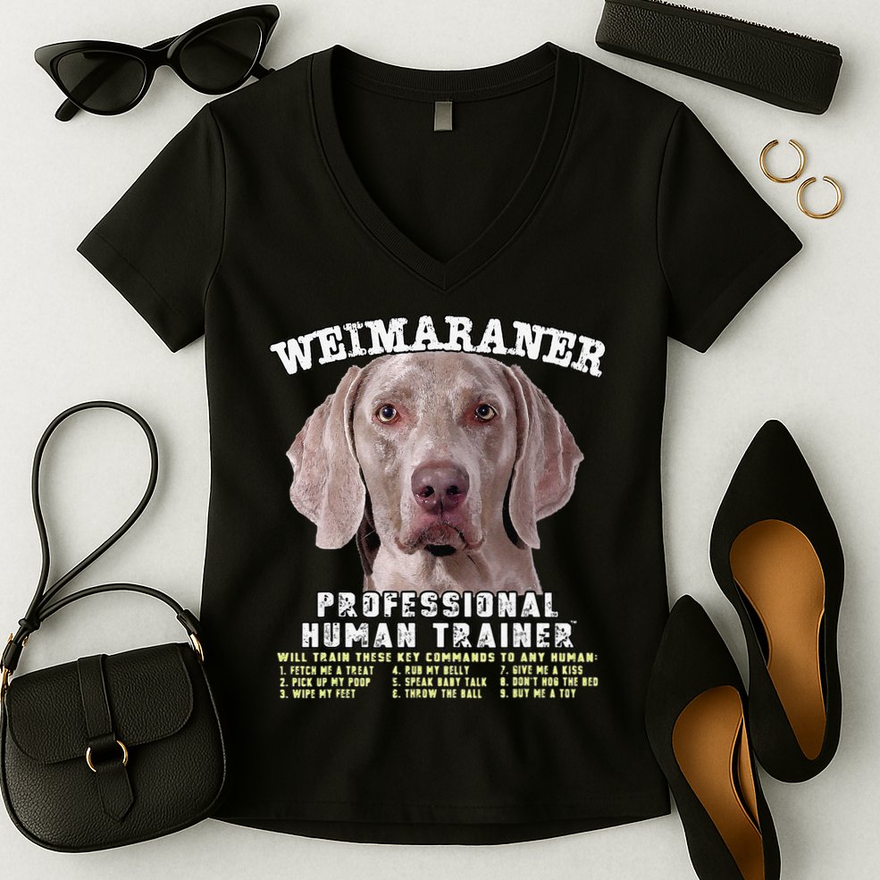 Weimaraner Professional Human Trainer Cute Dog Women's V-Neck T-Shirt