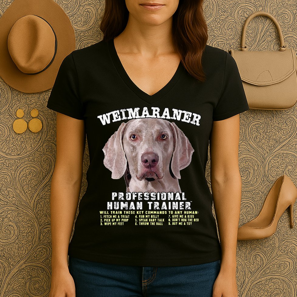 Weimaraner Professional Human Trainer Cute Dog Women's V-Neck T-Shirt