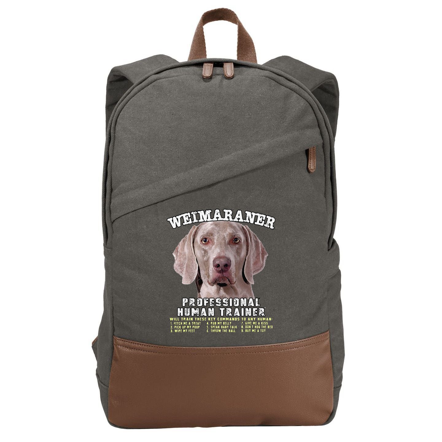 Weimaraner Professional Human Trainer Cute Dog Cotton Canvas Backpack