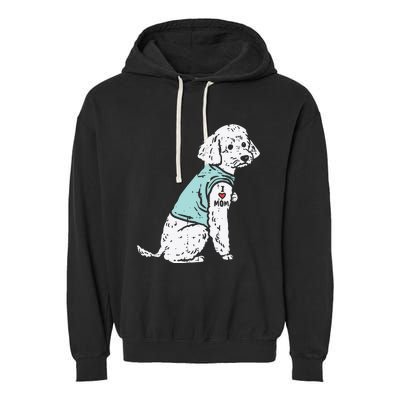 Womens Poodle I Love Mom Tattoo Cute Pet Dog Owner Lover Women Gift Garment-Dyed Fleece Hoodie