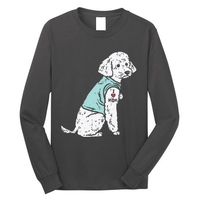 Womens Poodle I Love Mom Tattoo Cute Pet Dog Owner Lover Women Gift Long Sleeve Shirt