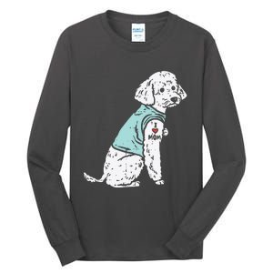 Womens Poodle I Love Mom Tattoo Cute Pet Dog Owner Lover Women Gift Tall Long Sleeve T-Shirt