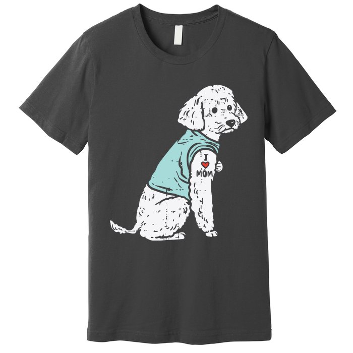 Womens Poodle I Love Mom Tattoo Cute Pet Dog Owner Lover Women Gift Premium T-Shirt