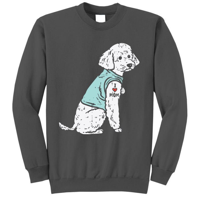 Womens Poodle I Love Mom Tattoo Cute Pet Dog Owner Lover Women Gift Tall Sweatshirt