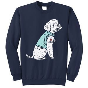 Womens Poodle I Love Mom Tattoo Cute Pet Dog Owner Lover Women Gift Sweatshirt