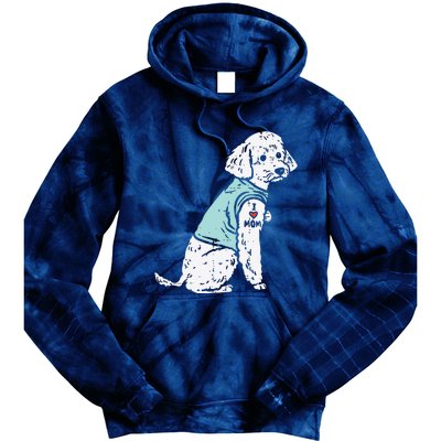 Womens Poodle I Love Mom Tattoo Cute Pet Dog Owner Lover Women Gift Tie Dye Hoodie