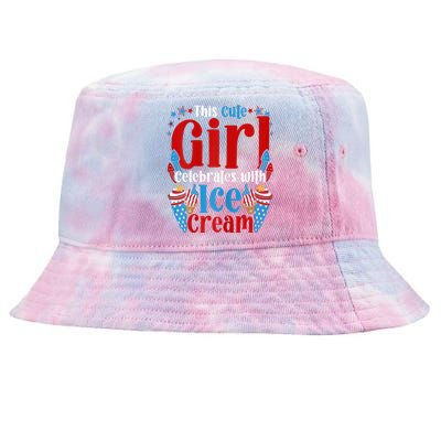 Womens Patriotic Ice Cream 4th Of July Tie-Dyed Bucket Hat