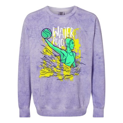 Water Polo In Action Colorblast Crewneck Sweatshirt