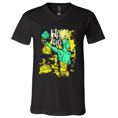 Water Polo In Action V-Neck T-Shirt