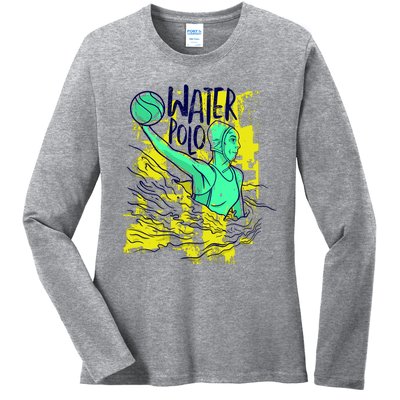 Water Polo In Action Ladies Long Sleeve Shirt