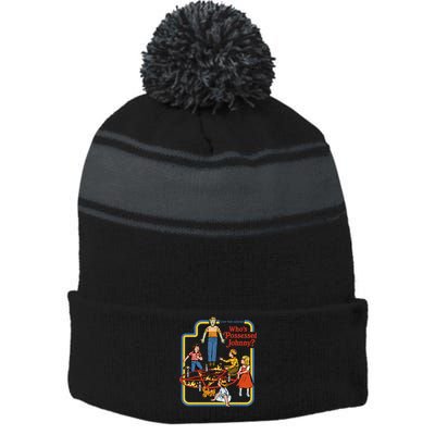 Who&X27;S Possessed Johnny Stripe Pom Pom Beanie