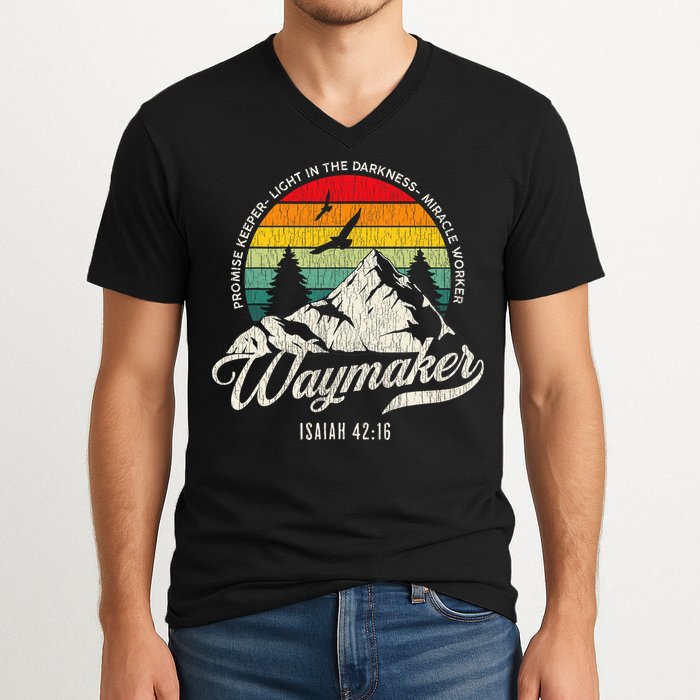 Waymaker Promise Keeper Miracle Worker Christian V-Neck T-Shirt