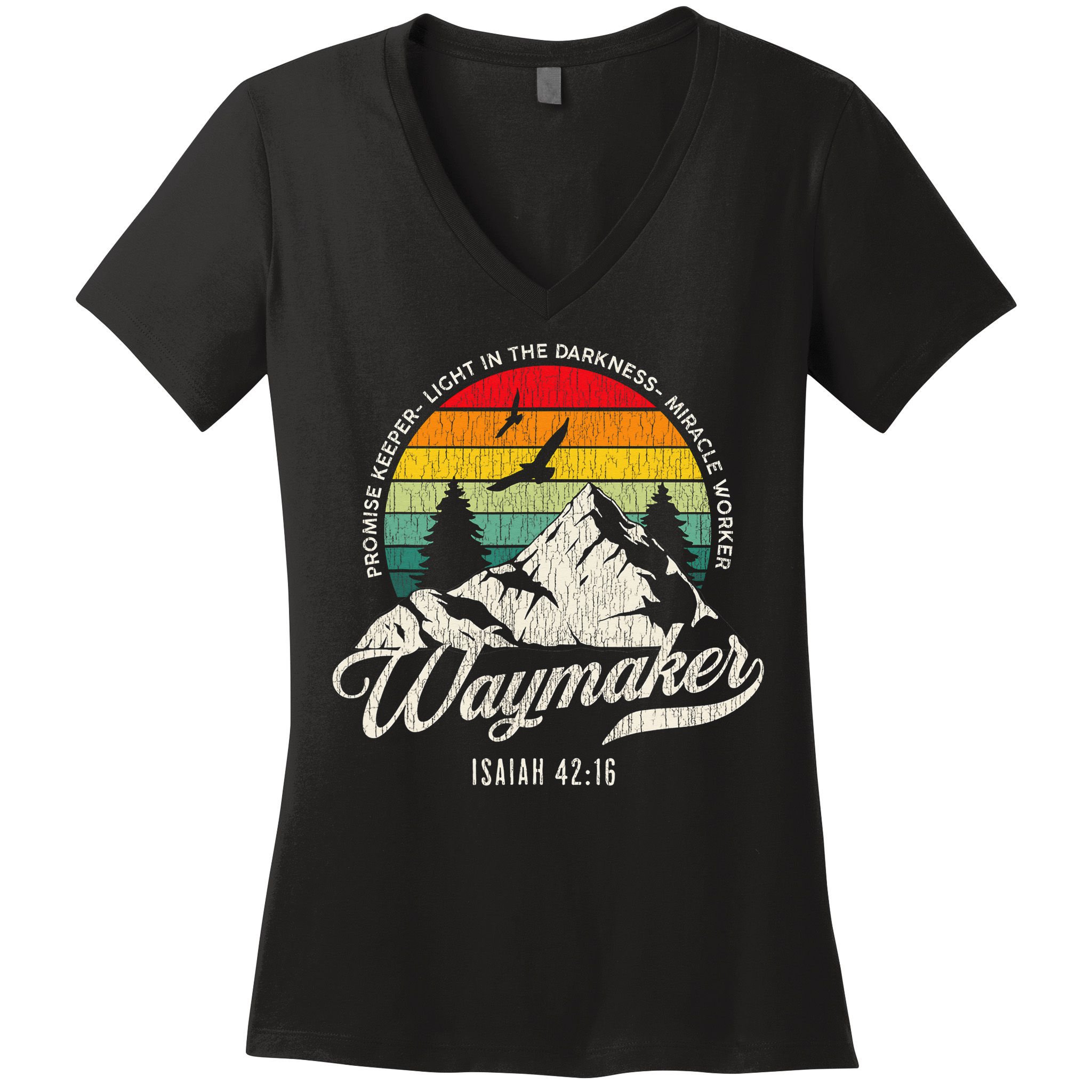 Waymaker Promise Keeper Miracle Worker Christian Women's V-Neck T-Shirt