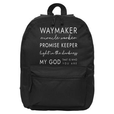 Waymaker Promise Keeper Miracle Worker Christian 16 in Basic Backpack