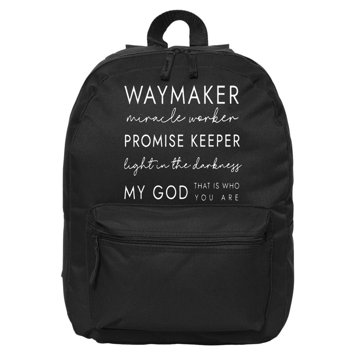 Waymaker Promise Keeper Miracle Worker Christian 16 in Basic Backpack