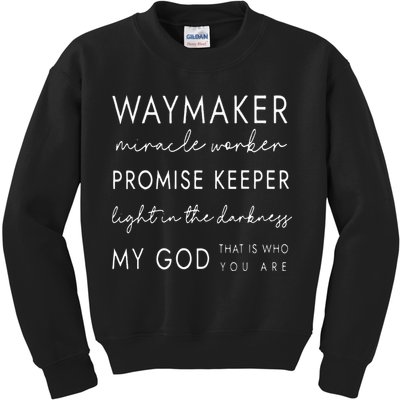 Waymaker Promise Keeper Miracle Worker Christian Kids Sweatshirt
