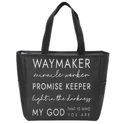 Waymaker Promise Keeper Miracle Worker Christian Zip Tote Bag