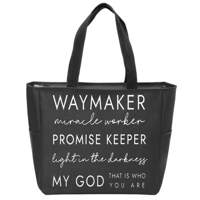 Waymaker Promise Keeper Miracle Worker Christian Zip Tote Bag