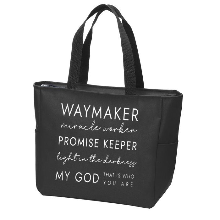 Waymaker Promise Keeper Miracle Worker Christian Zip Tote Bag