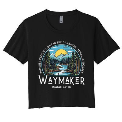 Waymaker Promise Keeper Miracle Worker Christian Bible Verse Women's Crop Top Tee