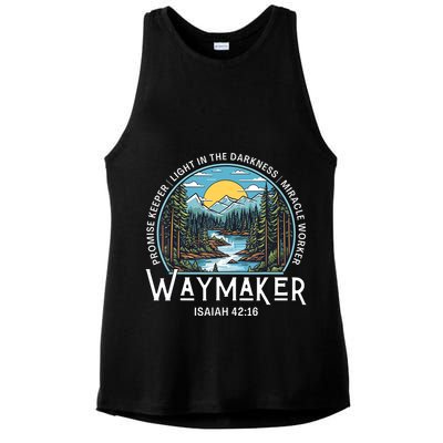 Waymaker Promise Keeper Miracle Worker Christian Bible Verse Ladies PosiCharge Tri-Blend Wicking Tank